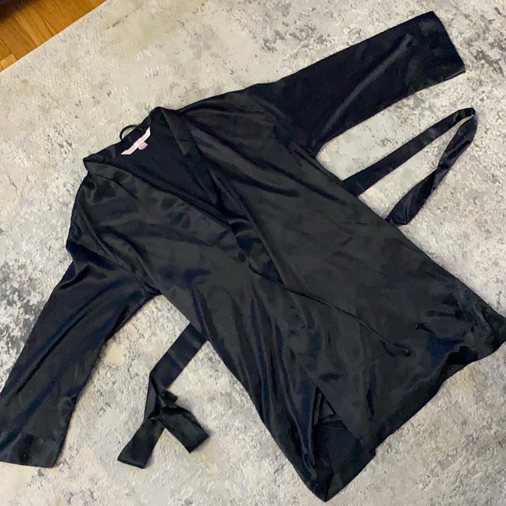 Victoria Secret black satin robe. One size